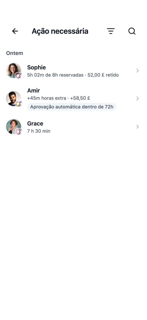 App TempDash Business: aprovar uma folha de horas
