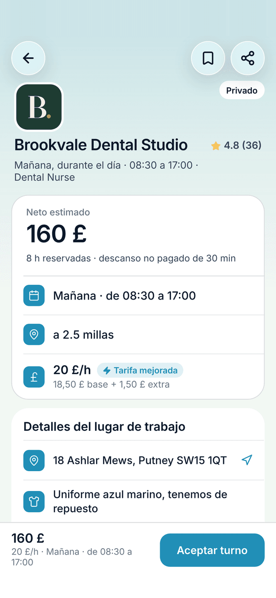 App TempDash: una oferta de turno