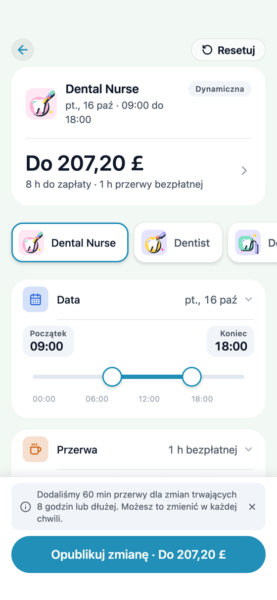 Aplikacja TempDash Business: dodawanie zmiany na zastępstwo