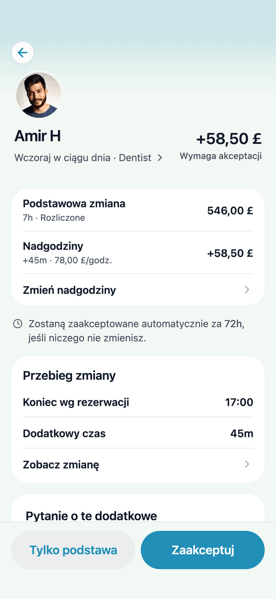 Aplikacja TempDash Business: karta czasu pracy gotowa do zatwierdzenia