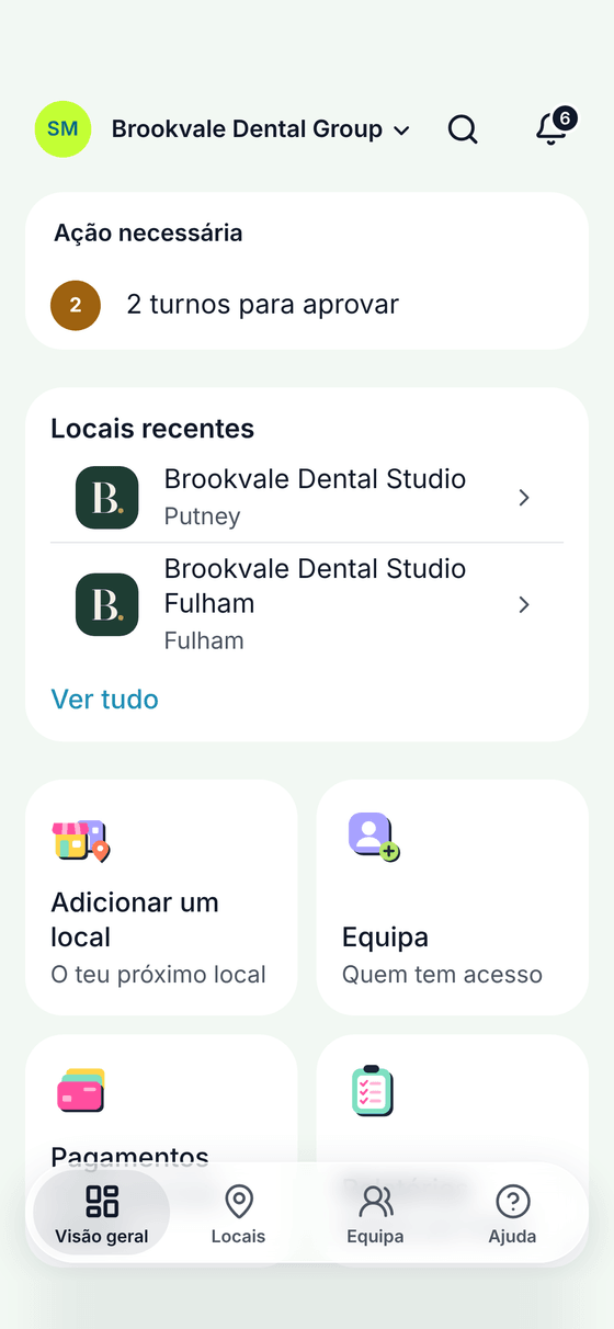 A tua empresa num relance: o que precisa de ação e cada local