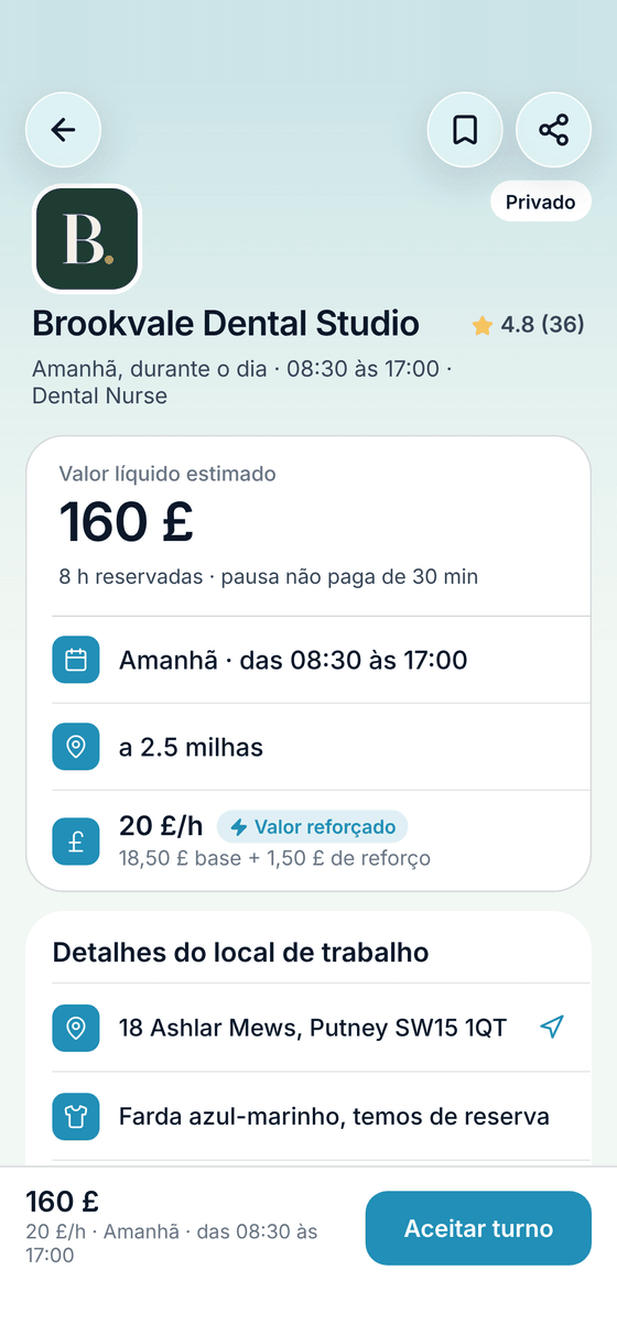 App TempDash: uma oferta de turno